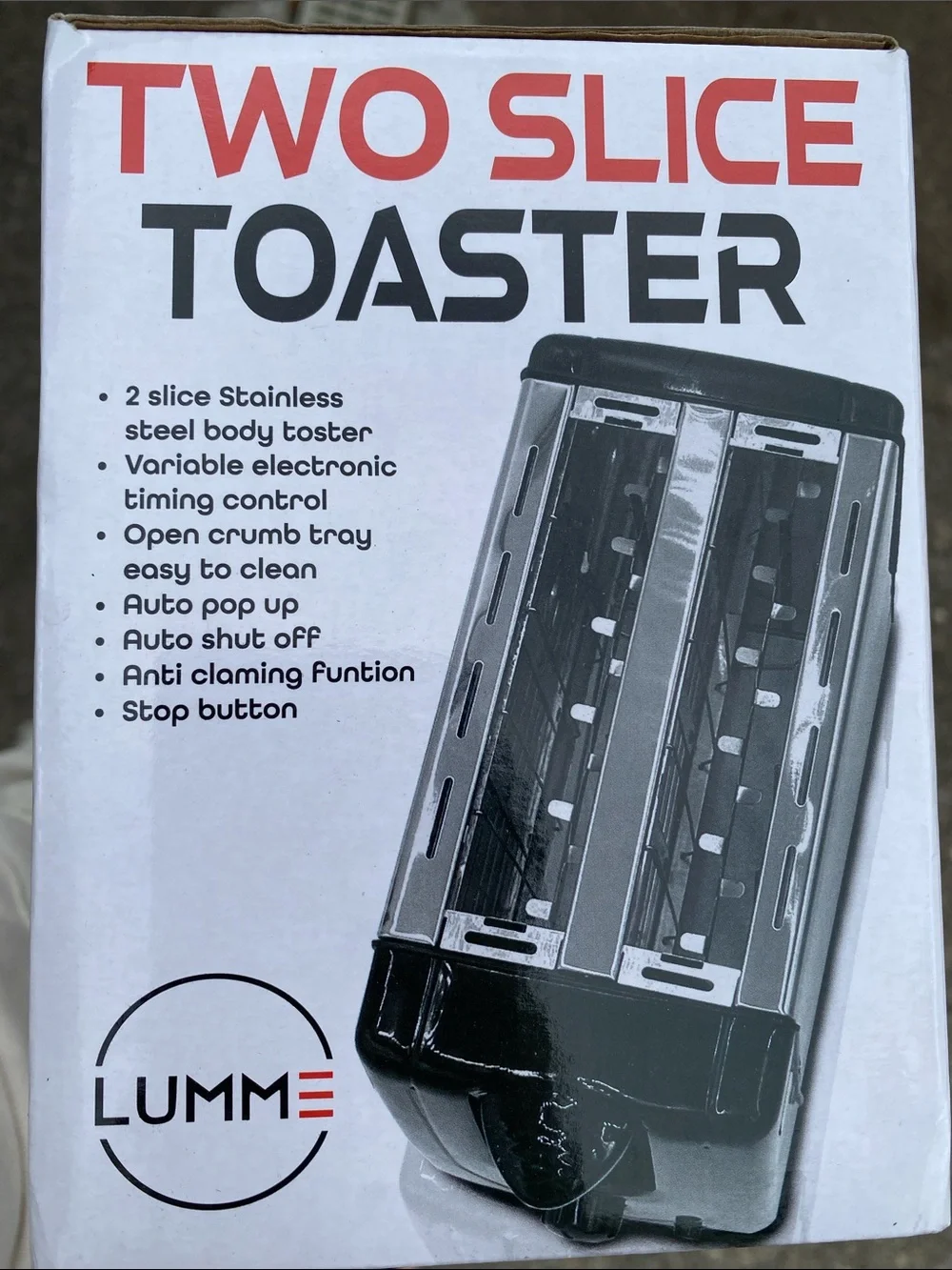 New Lumme  Two-Slice Stainless Steel Toaster - Silver & Black
